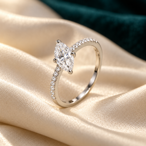 Alba Ring on ivory satin