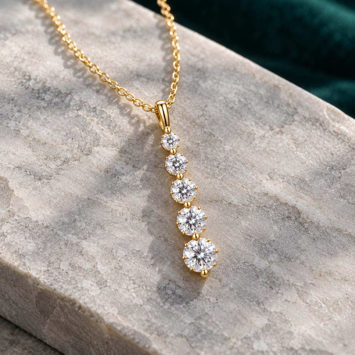 Amara Pendant Necklace on a pale stone slab
