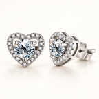 Anouk heart halo earrings on an off-white background
