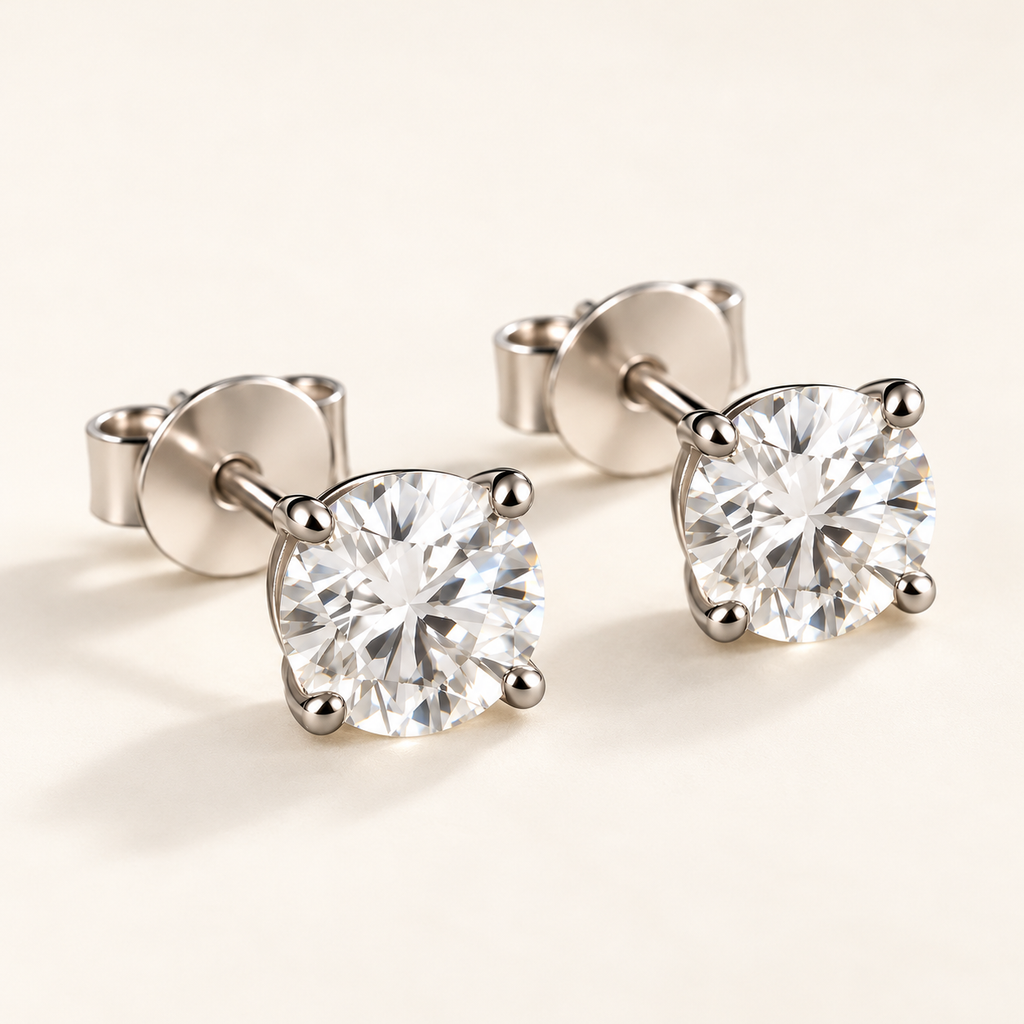 Clemence Stud Earrings on an off-white background