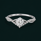 Corin Crown Ring front three-quarter view with twisted pave shoulders