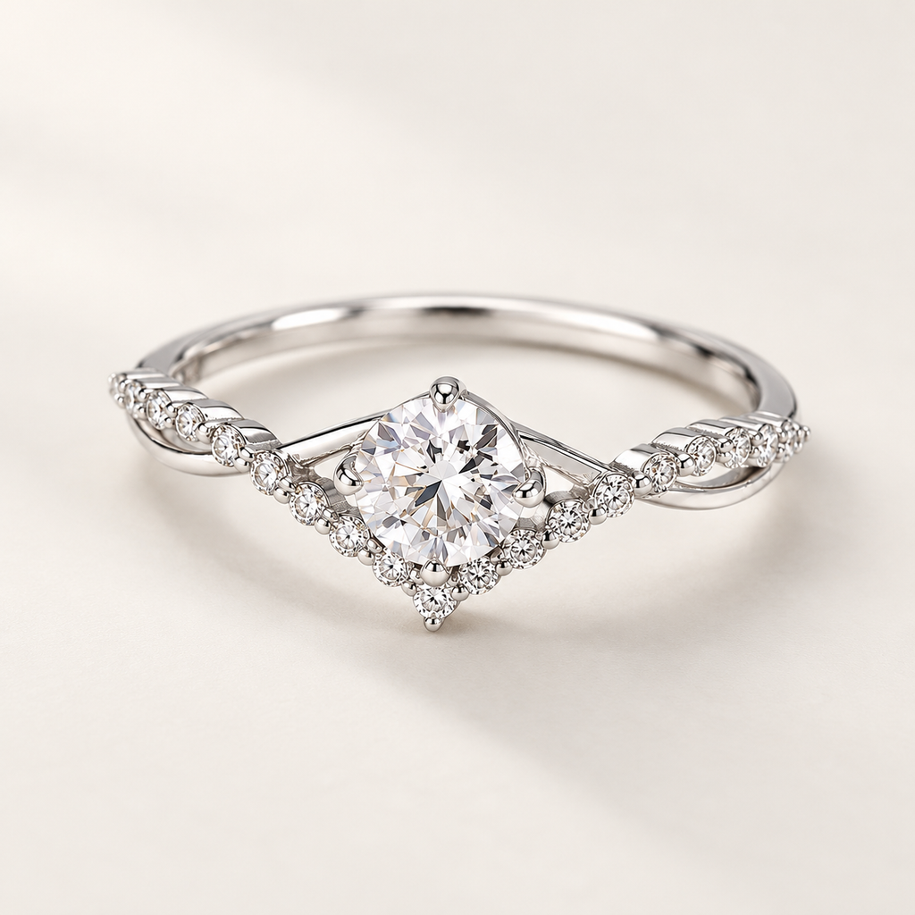 Corin Crown Ring on an off-white background