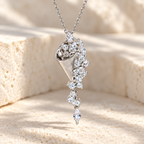 Cosima Marquise Tassel Necklace — silver marquise moissanite macro detail