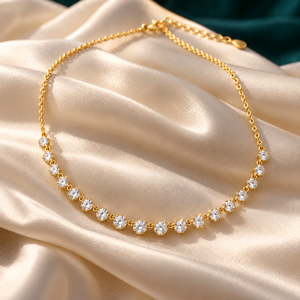 Dara Choker Necklace on ivory satin