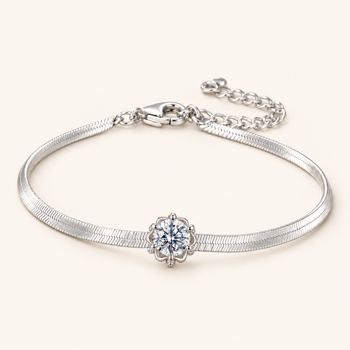 Elara Chain Bracelet on an off-white background