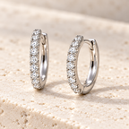 Ines Hoop Earrings — sterling silver pavé macro detail