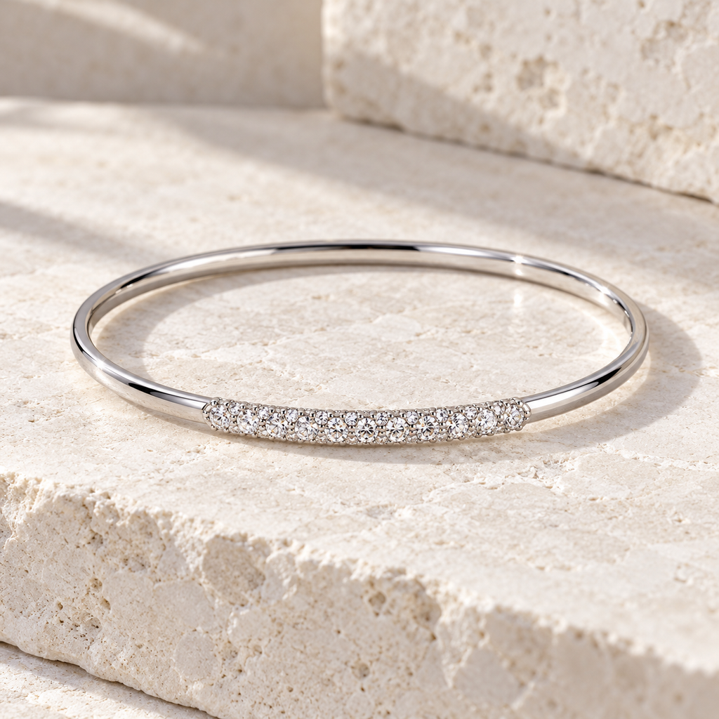 Isolde Bangle Bracelet — Orolane cool ivory stone hero
