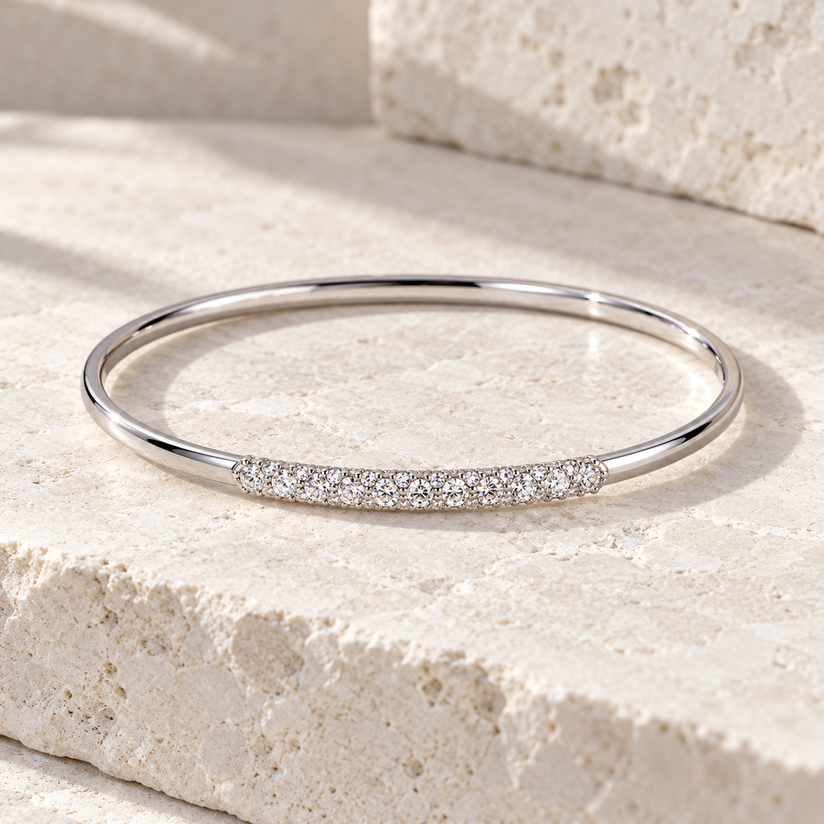 Isolde Bangle Bracelet — Orolane cool ivory stone hero