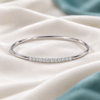 Isolde Bangle Bracelet — ivory textile and muted teal editorial