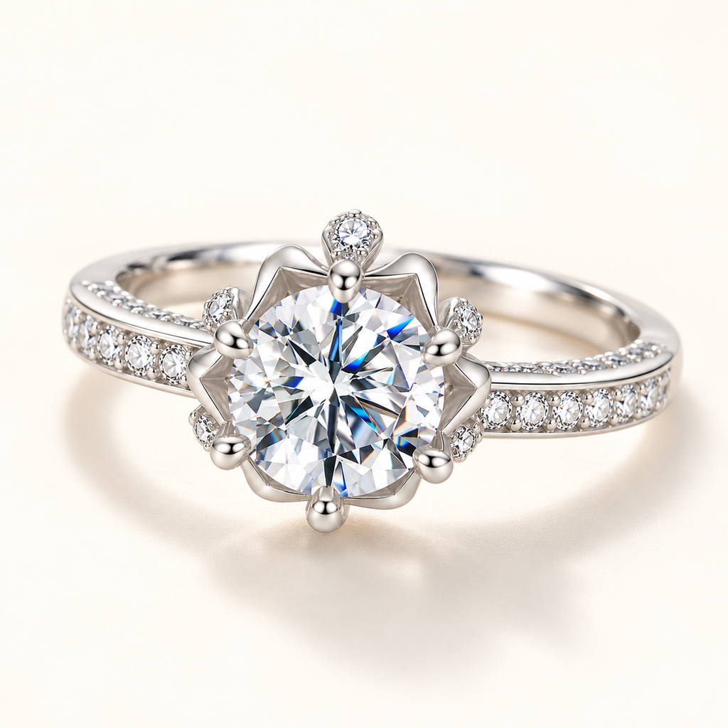 Mabel Halo Ring on an off-white background