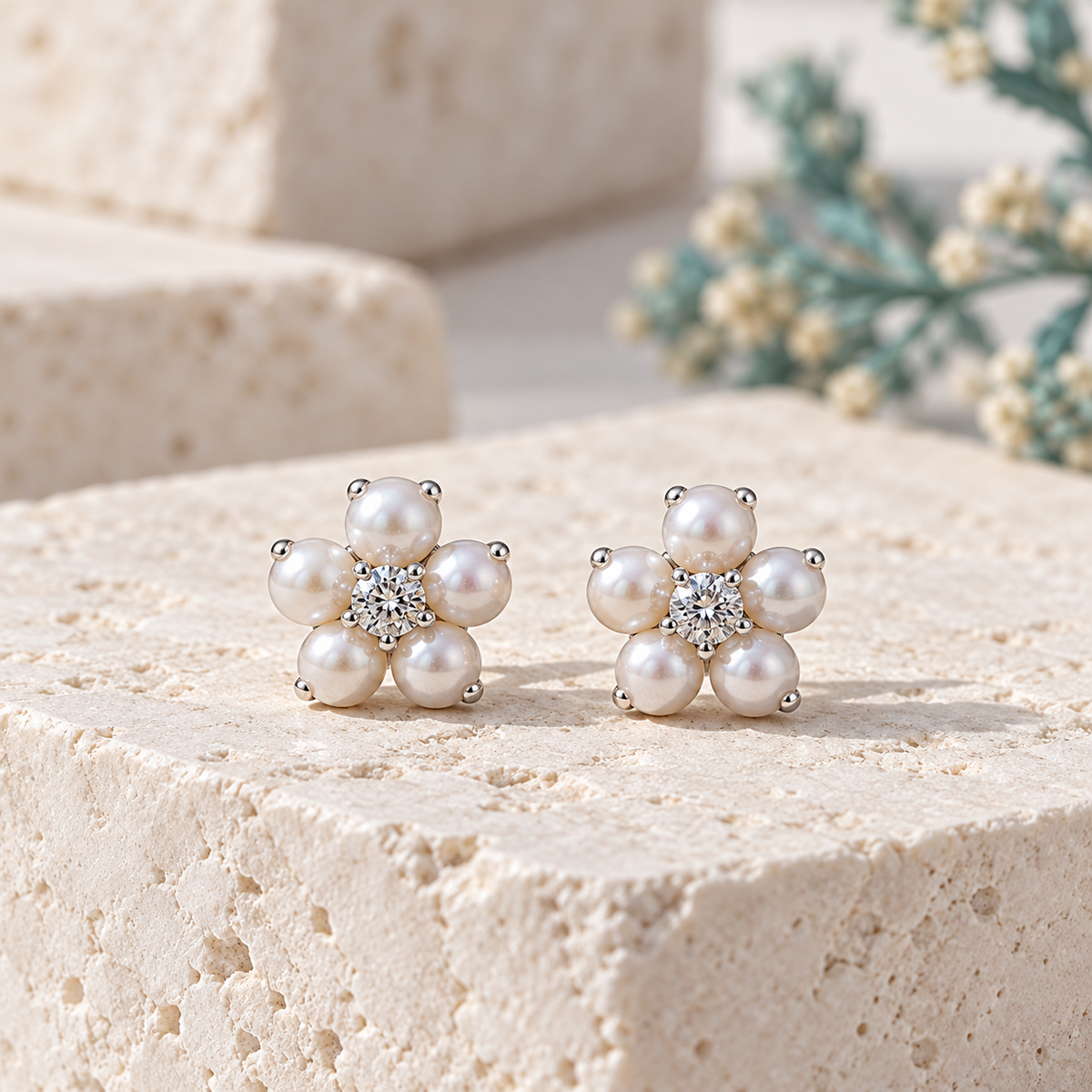 Marisol Pearl Earrings — Orolane cool ivory stone hero