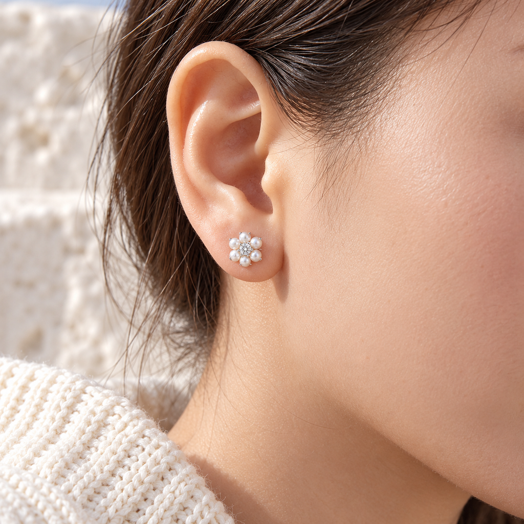 Marisol Pearl Earrings — cool daylight lifestyle