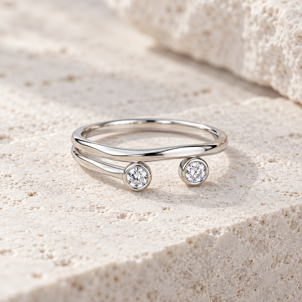 Opaline Stacking Ring — Orolane cool ivory stone hero