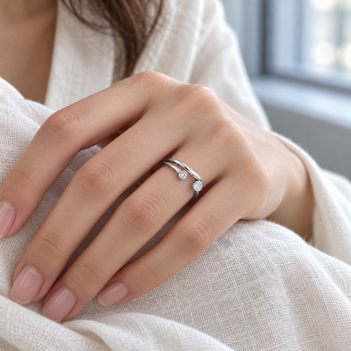 Opaline Stacking Ring — cool daylight lifestyle