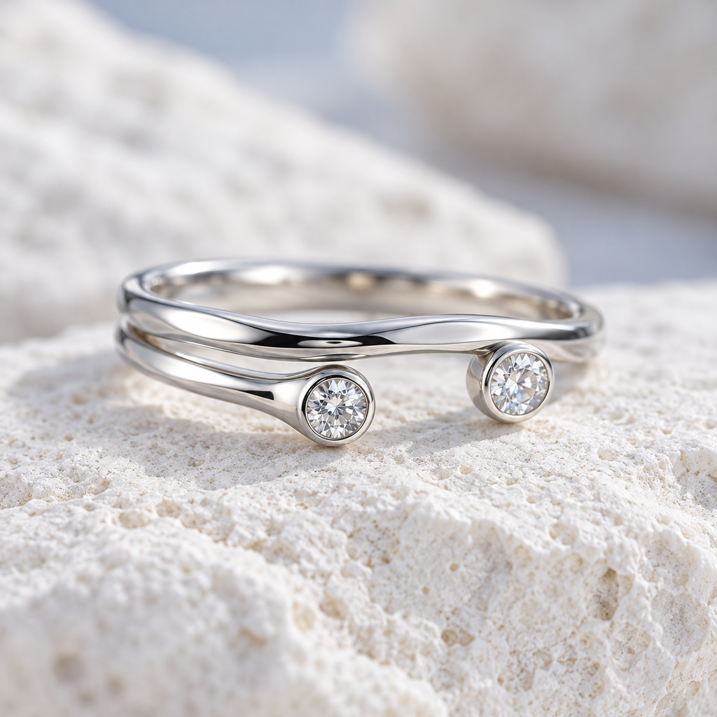 Opaline Stacking Ring — open bezel macro detail