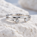 Opaline Stacking Ring — open bezel macro detail