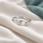 Opaline Stacking Ring — ivory textile and muted teal editorial