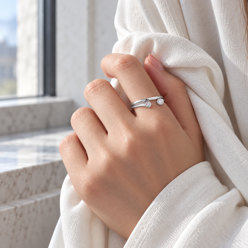 Opaline Stacking Ring — cool daylight movement lifestyle
