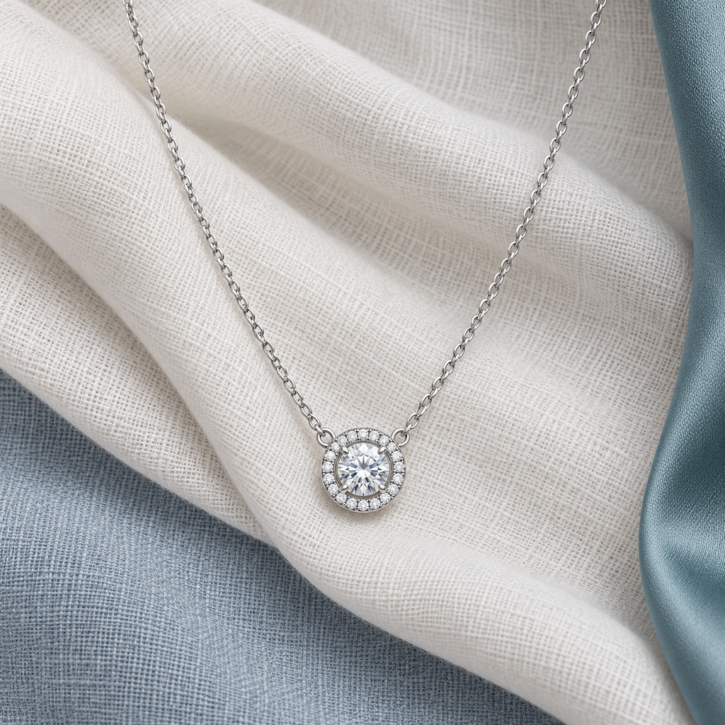 Orla Pendant Necklace — editorial textile image
