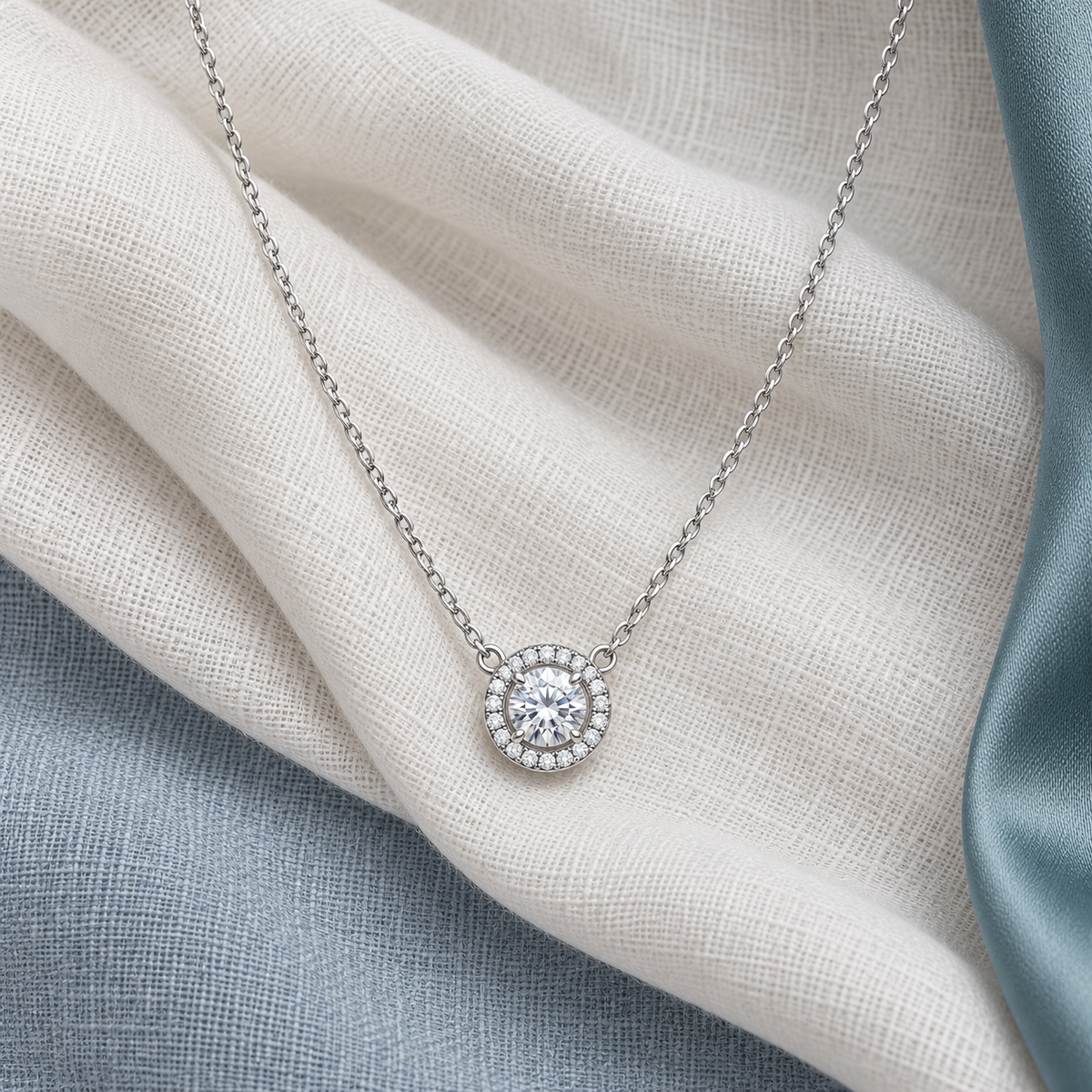 Orla Pendant Necklace — editorial textile image