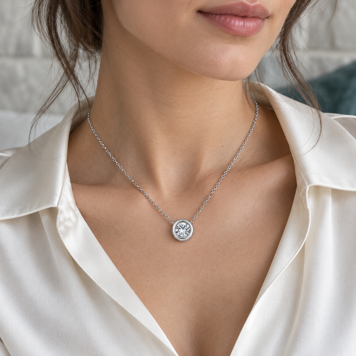 Petra Pendant Necklace — worn lifestyle image
