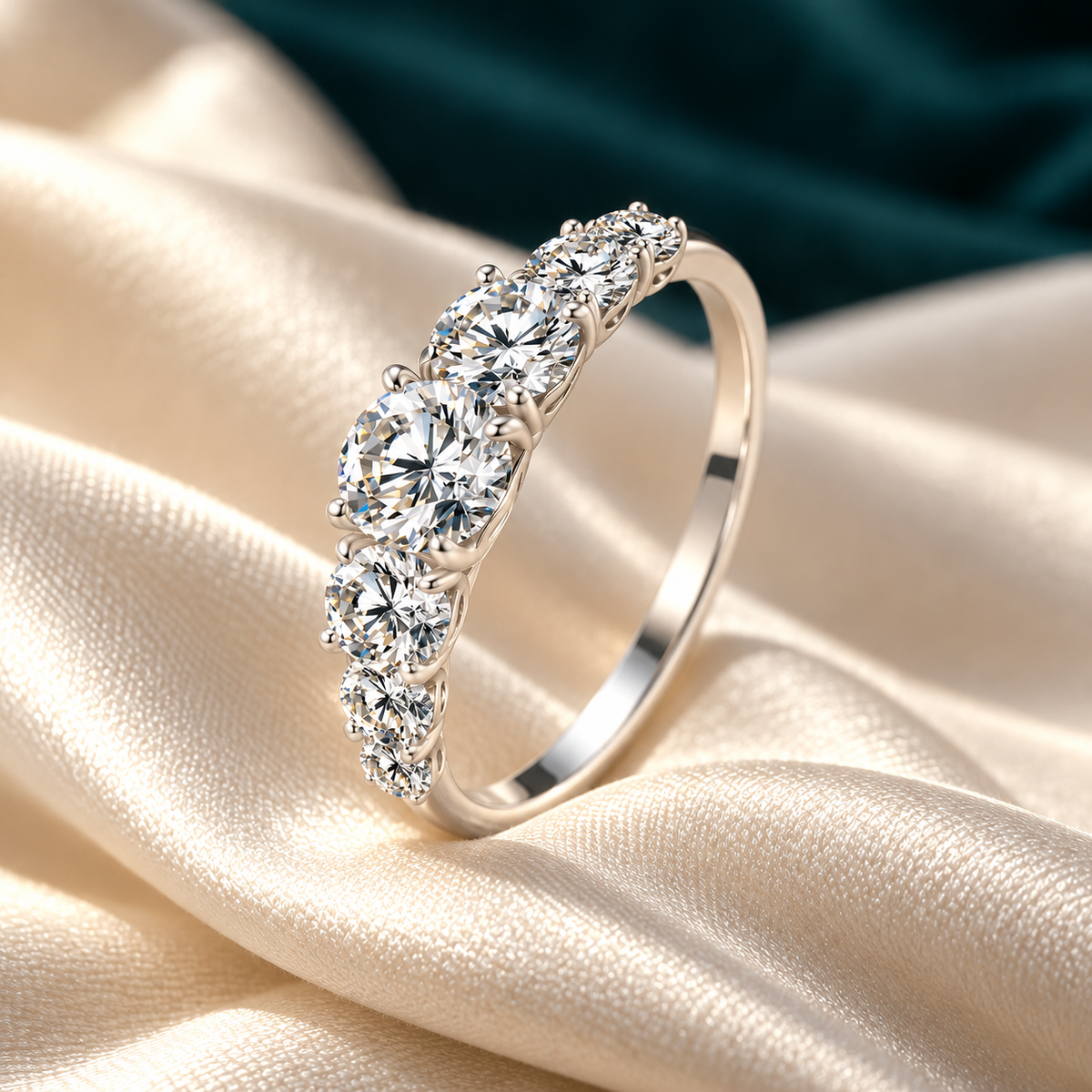 Pippa ring resting on ivory satin