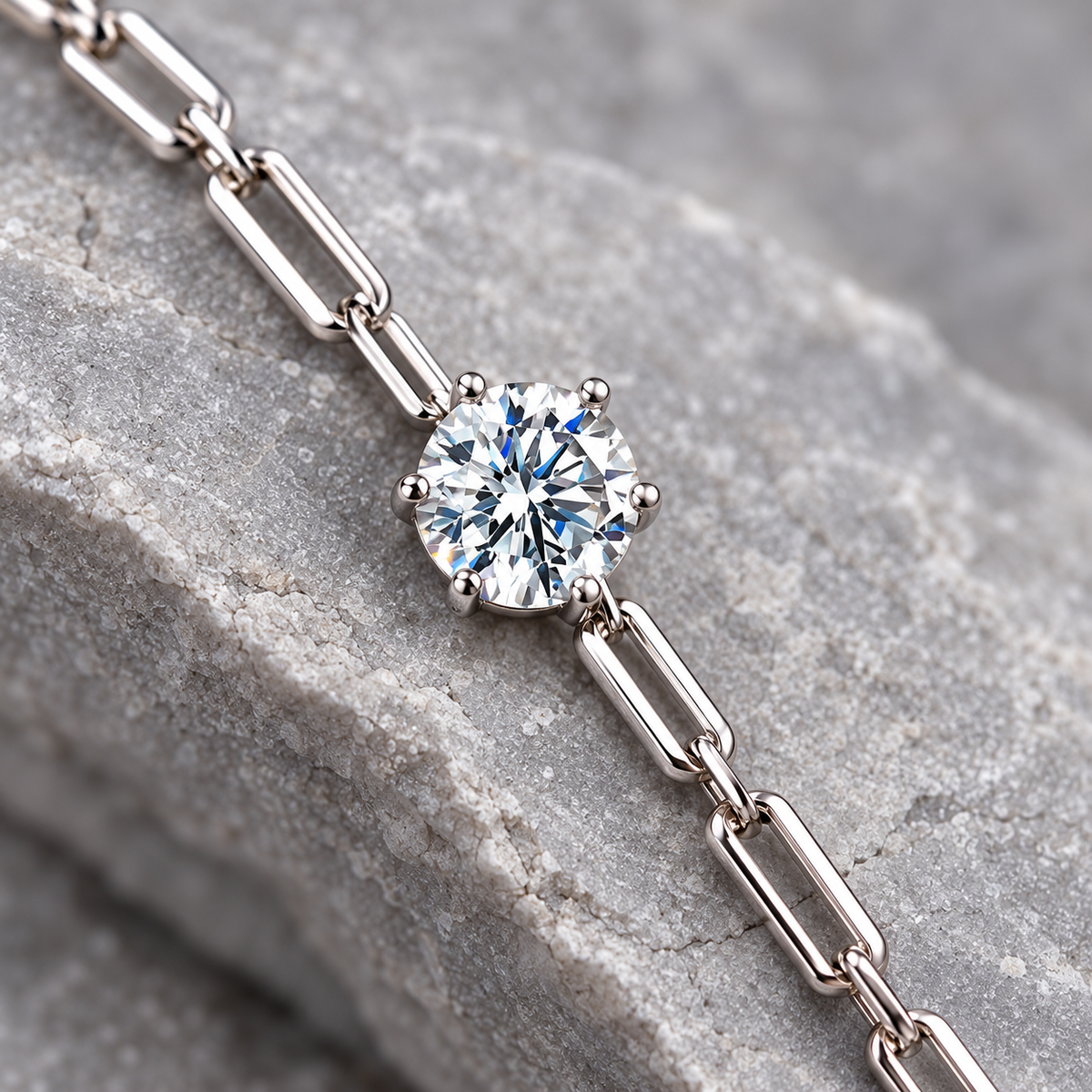 Seraphine Link Bracelet — paperclip-link macro detail