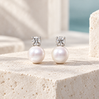 Soleil Pearl Earrings — Orolane cool ivory stone hero