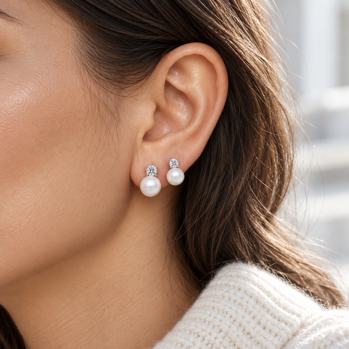 Soleil Pearl Earrings — cool daylight lifestyle
