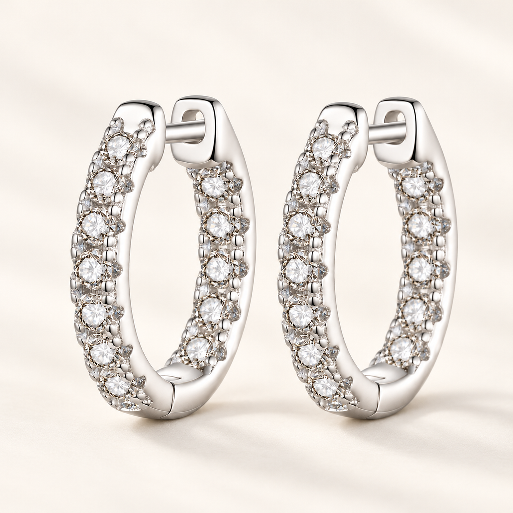 Thalia Hoop Earrings on an off-white background