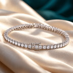 Vesper Tennis Bracelet on ivory satin