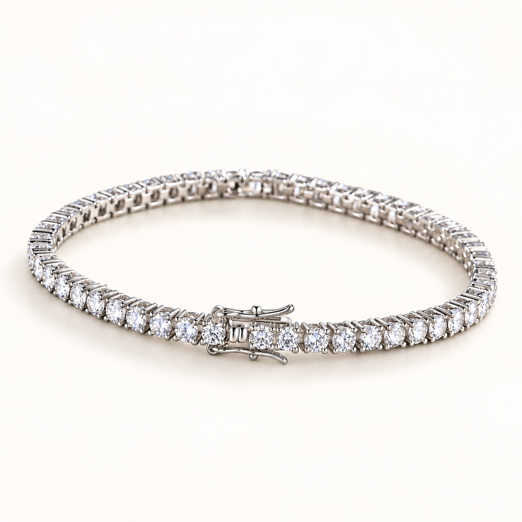 Vesper Tennis Bracelet on an off-white background