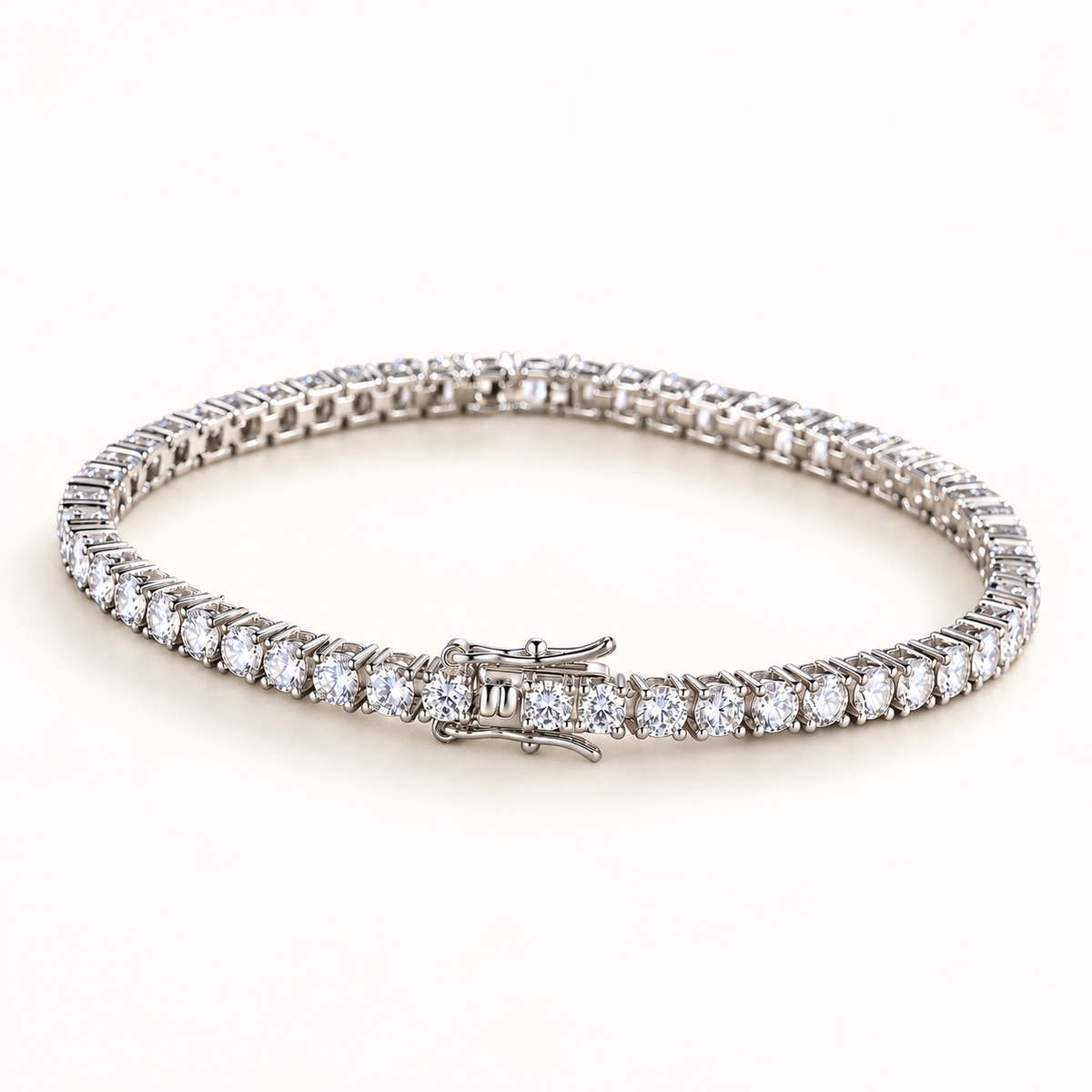 Vesper Tennis Bracelet on an off-white background