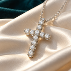 Viviane Cross Necklace on ivory satin